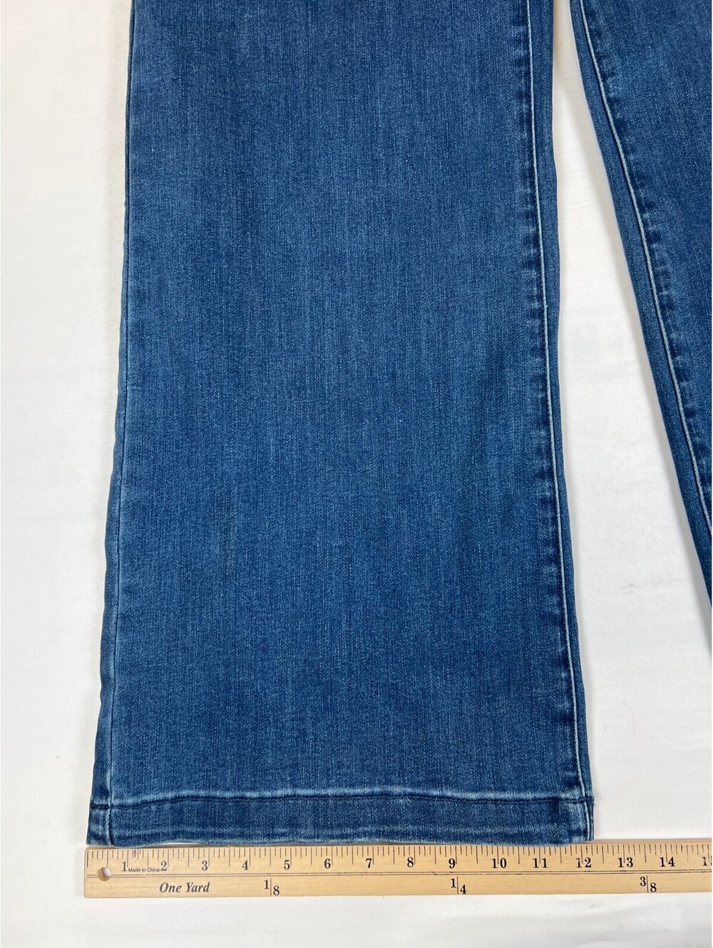 Guillaume Women's Plus 1X Blue Wide Leg Denim Jeans Stretch Mid Rise Pants - Picture 9 of 10
